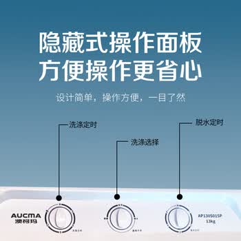 澳柯玛（AUCMA）半自动波轮洗衣机13KG公斤 双不锈钢桶大容量 除毛双缸宿舍租房家用AP130S01SG