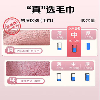 洁丽雅（Grace）纯棉抗菌毛巾2条装 新疆长绒棉成人洗脸洗澡巾擦脸大洁面巾80g/条