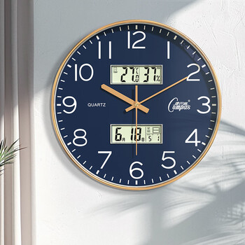 康巴丝（Compas）挂钟客厅静音长续航2025新款石英钟表挂墙时钟 1540J-2 蓝色 35cm