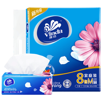 维达（Vinda）【食用油+抽纸】压榨本香菜籽油5L非转+V2889抽纸120抽8包*2提