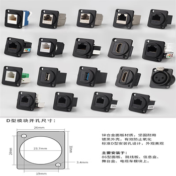 正鑫远  D型机柜模块含法拉光纤直插带安装支架可配86面板转接头插座超六类屏蔽网络