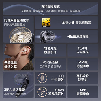 漫步者（EDIFIER）Evo Pro 真无线主动降噪蓝牙耳机 无线耳机 入耳式耳机 适用苹果华为小米OPPO手机 贝母白