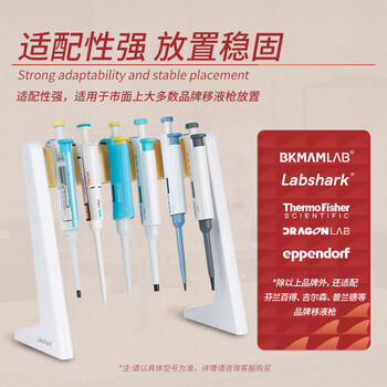 Labshark 塑料移液器架移液枪架进样器架 L型单面【白+灰】