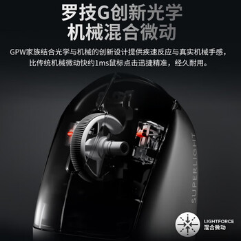 罗技GPW二代 无线游戏鼠标 Hero2传感器 人体工学轻量化机械充电双模鼠标送男友 GPW二代金刚版-黑色