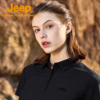 JEEP吉普女式短袖polo衫J522084503品牌黑尺码可选M-15XL下单备注尺码