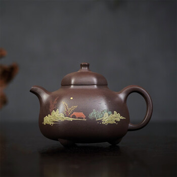【蔵出し】徐漢棠製 紫砂壺 朱泥 中国茶器 骨董 茶道具（宜興／ジョカントウ） 蔵出し】徐漢棠製 紫砂壺 朱泥 中国茶器 骨董 茶道具（宜興