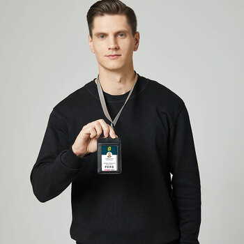 恒色（HENGSE）L7722牛皮折叠工作牌卡套多卡位校园学生饭卡证件套门禁卡行政胸牌工牌卡套