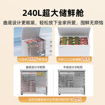 星星（XINGX）240L单温家用小型冰柜 大容量减霜保鲜净味节能一级能效冰箱冷藏冷冻两用冷柜BD/BC-240QJ