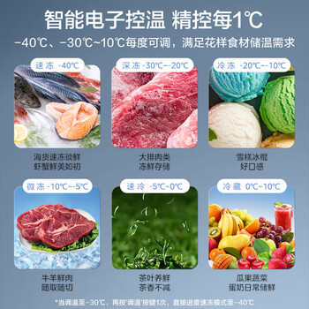 美的（Midea）100L单温家用冰柜小型减霜零下40度超低温速冻冷柜冷藏冷冻玻璃面板冰箱BD/BC-100KGEM