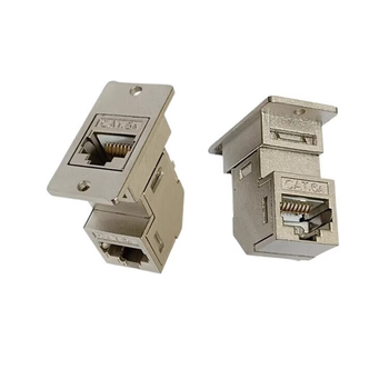 正鑫远 方形RJ45网口CAT6A弯口模块对接插座黑色延长保护连接器 黑面板电话6P4C