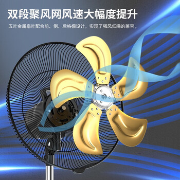 皓彩（haoluck）工业风扇超大风力落地扇强力牛角扇立式商用工厂工业扇车间家用 20吋五档 金色铝5叶