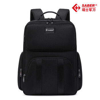 SABER瑞士军刀双肩包SA2539男士电脑背包商务高档大容量防泼水双肩包 黑色 10英寸
