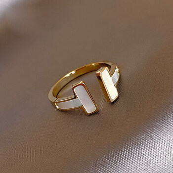 七夕情人节礼物t字母钛钢戒指女小众设计感开口戒时尚冷淡风ins潮个性