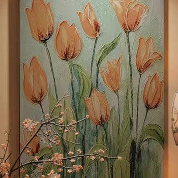 抽象的な油彩画宙花 Amazon.com: Ecqizer 新中式纯手绘油画抽象立体画花卉荷花玄关