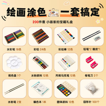 晨光M&G文具200件绘画儿童画笔马克笔水彩笔水粉美术如果历史是一群喵礼盒 开学礼物礼盒 开学礼物