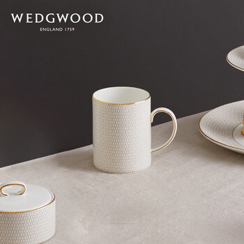 Wedgwood威基伍德金色&白金几何马克杯对杯套盒