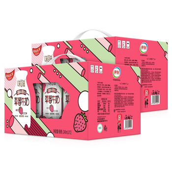 伊利 味可滋 草莓牛奶 240ml*12盒*2提(新老包装更替)