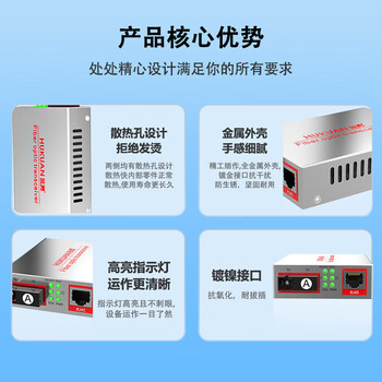 互宽光纤收发器一对千兆百兆单模单纤光电转换器视频监控网络SC接口 百兆一光一电20KM(银色) SC接口AB端