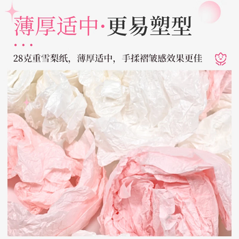 NVV珠光雪梨纸20张50*70cm 加厚褶皱内衬纸水果鲜花打底圣诞节教师节花束diy包花纸-粉白混装LP-XL混