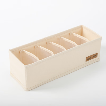 ANCHOW 折叠衣物收纳箱布艺收纳盒 家用整理储物箱 内裤6格收纳盒 AJ301