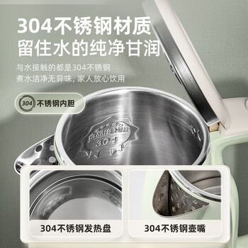 小熊烧水壶 电热水壶 电水壶家用 智能双层防烫自动断电极速烧水 ZDH-H15L6 1.5L大容量