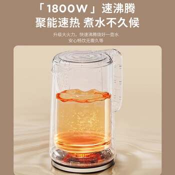 九阳电热水壶316L不锈钢大容量1800w速沸煮水壶家用1.7L养生壶电水壶旅行 无缝设计 新款F10 1.7L