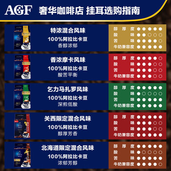AGF奢华咖啡店【酸苦平衡】进口挂耳式黑咖啡8g*14香浓摩卡混合