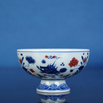 釉里红高足杯价格报价行情- 京东