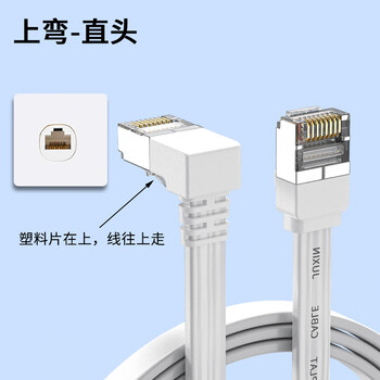 炬信（JUXIN）七类弯头网线CAT7类扁平网线 万兆网络屏蔽双绞连接线 家用电脑宽带成品跳线 上弯白色0.5米