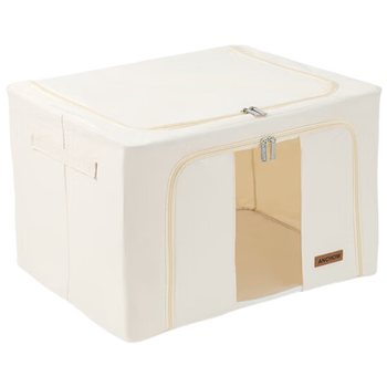 安巢 折叠衣物布艺收纳盒 整理储物箱 视窗型折叠收纳箱 100L AJ306