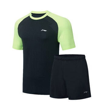 李宁乒乓球服套装运动服速干T恤短袖男女羽毛球运动服荧光黄绿/黑3XL 李宁乒乓球服套装运动服速干T恤短袖男女羽毛球运动服荧光黄绿/黑3XL