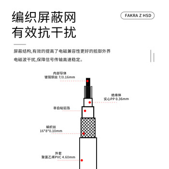 玖鼎新 HSD公转HSD公头4芯汽车连接线LVDS正接线序 FAKRAZ型4PIN车载视频线1.5米 JDX-HSDJJ-3