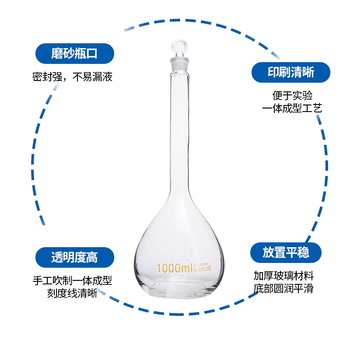 化科 容量瓶硼硅玻璃磨砂瓶口定容瓶密封实定量摇瓶 【透明】100ml