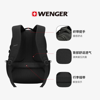 威戈（WENGER）瑞士军刀15.6英寸笔记本电脑包商务双肩包背包书包男女高颜值