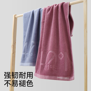 洁丽雅纯棉毛巾男士新疆棉纯棉100%洗脸毛巾洗澡家用 浅蓝+紫两条装运动
