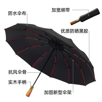 天玮伞业全自动晴雨伞晴雨两用黑胶遮阳大号加大加固抗风暴192骨可定制