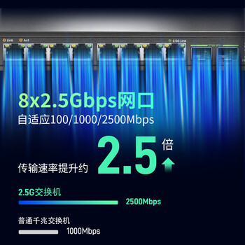 希力威视8口2.5G 2万兆光交换机即插即用2500M非管理网络分流器10口网络分线器2.5G交换机 SR-S25G1210F-MX