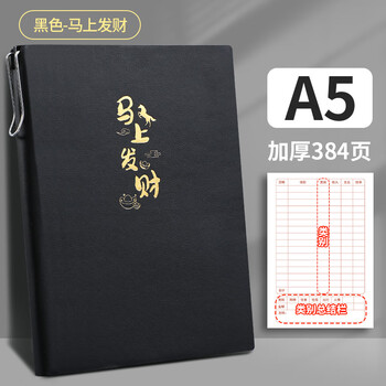 嘉然恒现金日记账本A5个人明细账家庭每日流水手账册384页加厚商用收支明细记录理财人情往来登记簿 黑色