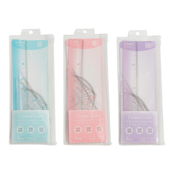 晨光(M&G)文具蓝色彩套尺尺子套装小学生考试 4件套（直尺20cm+三角尺*2+量角器）中高考