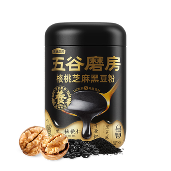 五谷磨房核桃芝麻黑豆粉546g*1罐 五黑食材 低GI食品 营养全面 核心黑食材
