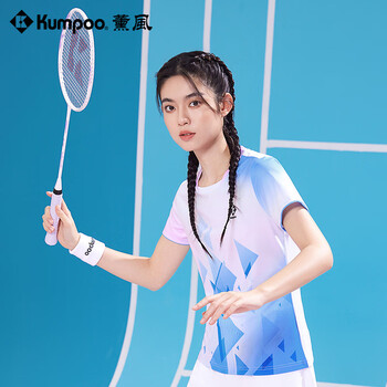薰风（KUMPOO）羽毛球服短袖赛事系列速干透气训练比赛运动服KW-4206 女款粉色 L