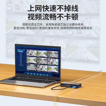 扬业 光纤收发器 百兆单模双纤 1光8电 60公里 SC接口 一台光电转换器光纤交换机大方头 YE-FD108-60km