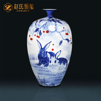 中国，景德镇，青白釉風景画花瓶 景德镇瓷器花瓶手绘品牌及商品- 京东
