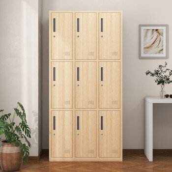 洛克菲勒宿舍柜子带锁储物柜多门柜员工柜存包柜樱桃木九门柜