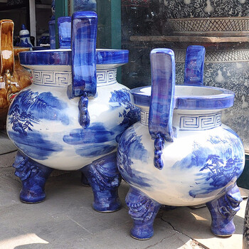 三足青花香炉价格报价行情- 京东