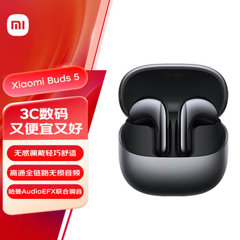 小米（MI）Xiaomi Buds 5降噪耳机 半入耳式蓝牙耳机 适用于安卓苹果手机（月影黑）