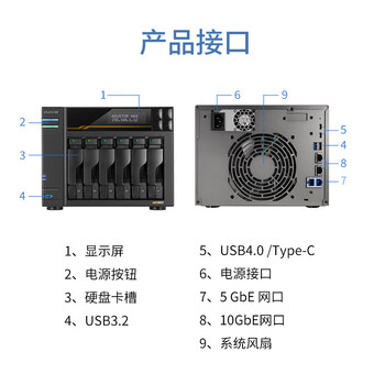 爱速特（asustor）AS6806T网络存储器双盘位NAS存储服务器云存储私有云盘(升级版32GB内存) 24TB（6*4T红盘Plus）