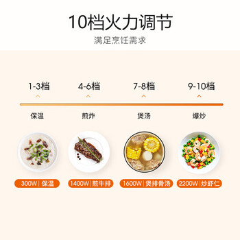 九阳电磁炉2200W大功率家用触控按键耐用面板十档火力纤薄定时电磁灶火锅炉C21S-C2130