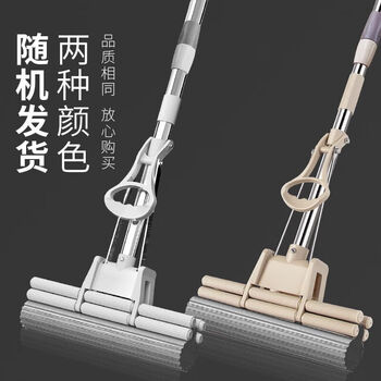 百家好世胶棉拖把27cm2头家用一拖净免手洗2025滚轮挤水可伸缩吸水托把