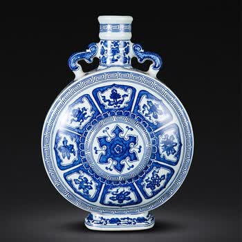 景徳鎮 陶磁器 青花八宝抱月瓶 装飾品 工芸品 置物 抱月瓶瓷器价格报价行情- 京东